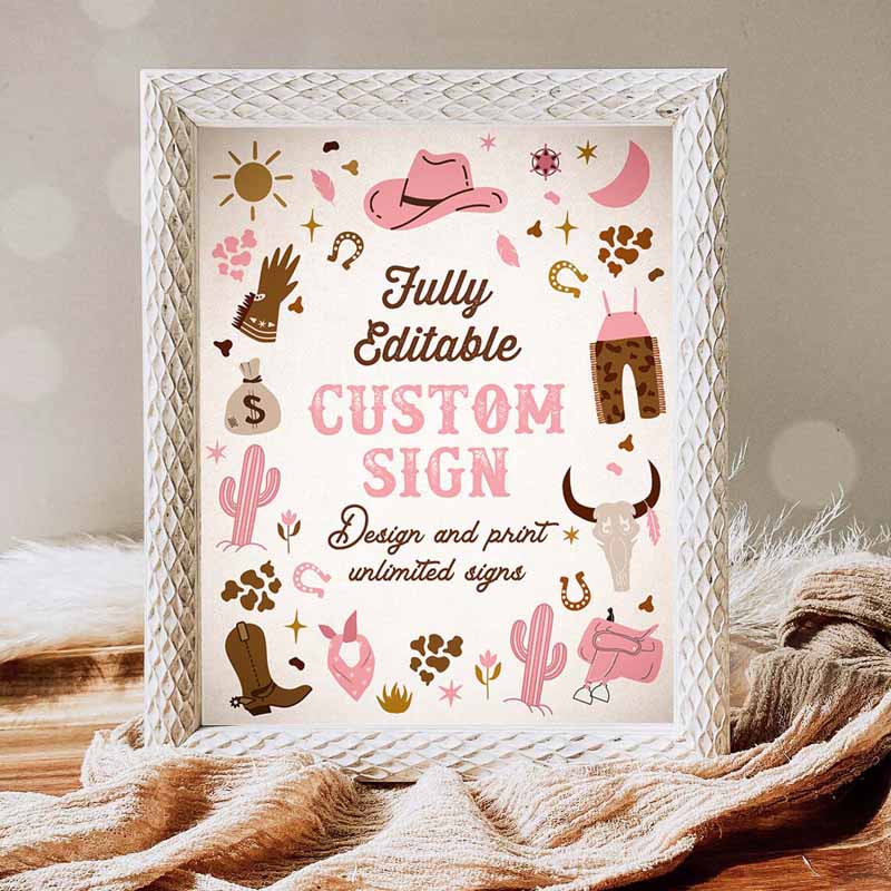 Cowgirl Invitation, Cowgirl Birthday, Custom Sign Wild West Cowgirl 1st Birthday, Rodeo Birthday Invitation