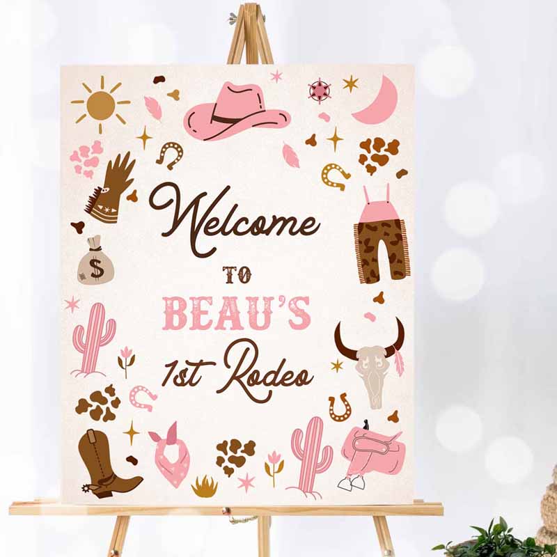 Cowgirl Invitation, Cowgirl Birthday Party, Welcome Sign Wild West Cowgirl Rodeo Birthday Invitation