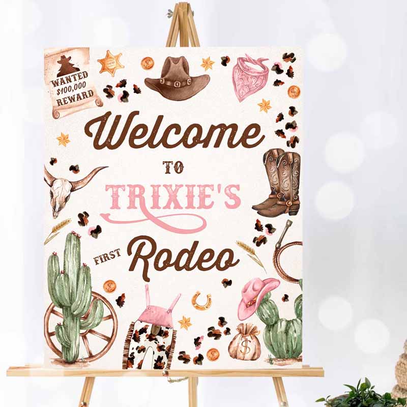 Cowgirl Invitation, Cowgirl Birthday Party, Welcome Sign Wild West Cowgirl Rodeo Birthday Invitation