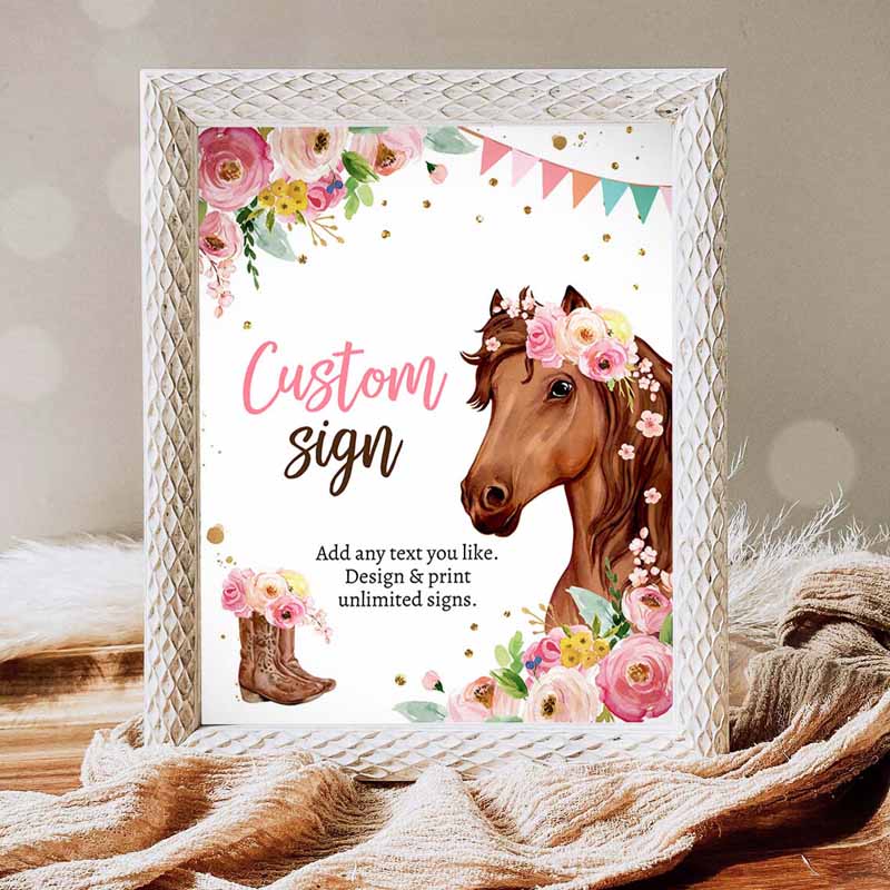 Cowgirl Invitation, Custom Horse Birthday Party, Custom Sign Saddle Up Cowgirl Party Invitation