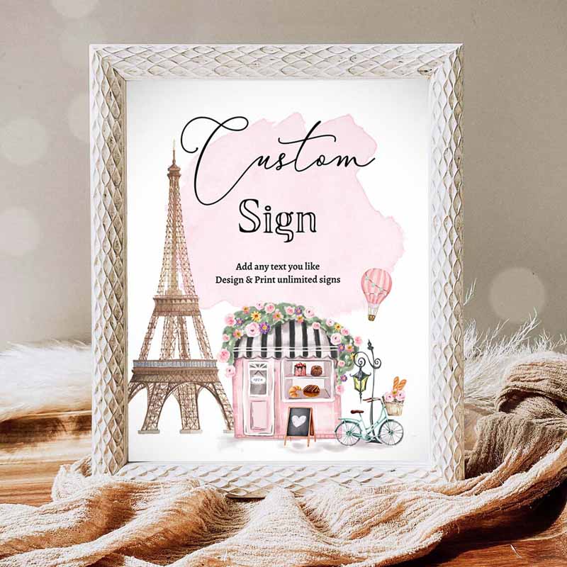 Paris Invitation, Custom Sign French Paris Sign French Patisserie Parisian Eiffel Tower Cafe Invitation