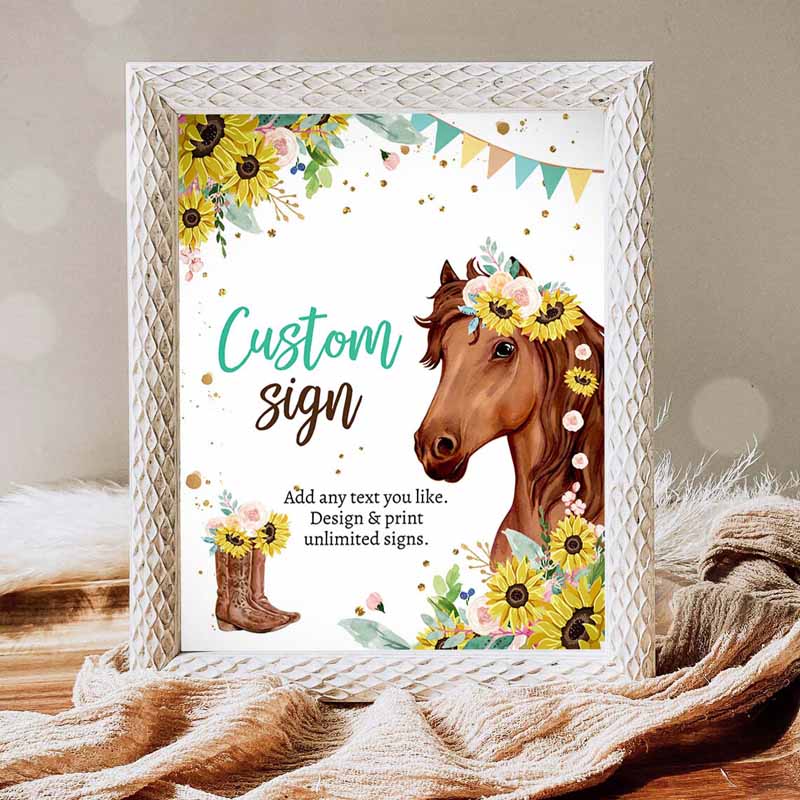 Cowgirl Invitation, Custom Sign Horse Birthday Party Saddle Up Cowgirl Party Invitation