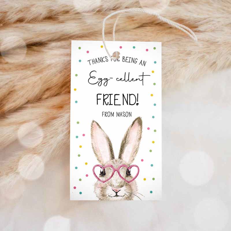 Easter Friend Gift Tags, Easter Eggcellent Friend Classroom Easter Favor Tags Invitation