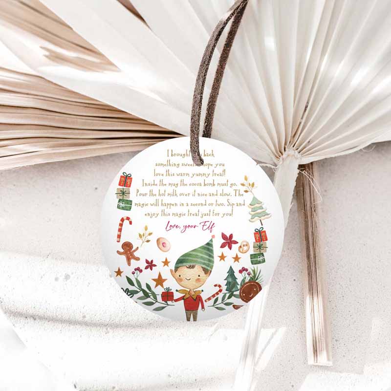 Elf Hot Chocolate Bomb Tags Bomb Instructions Cocoa Favor Tags Invitation