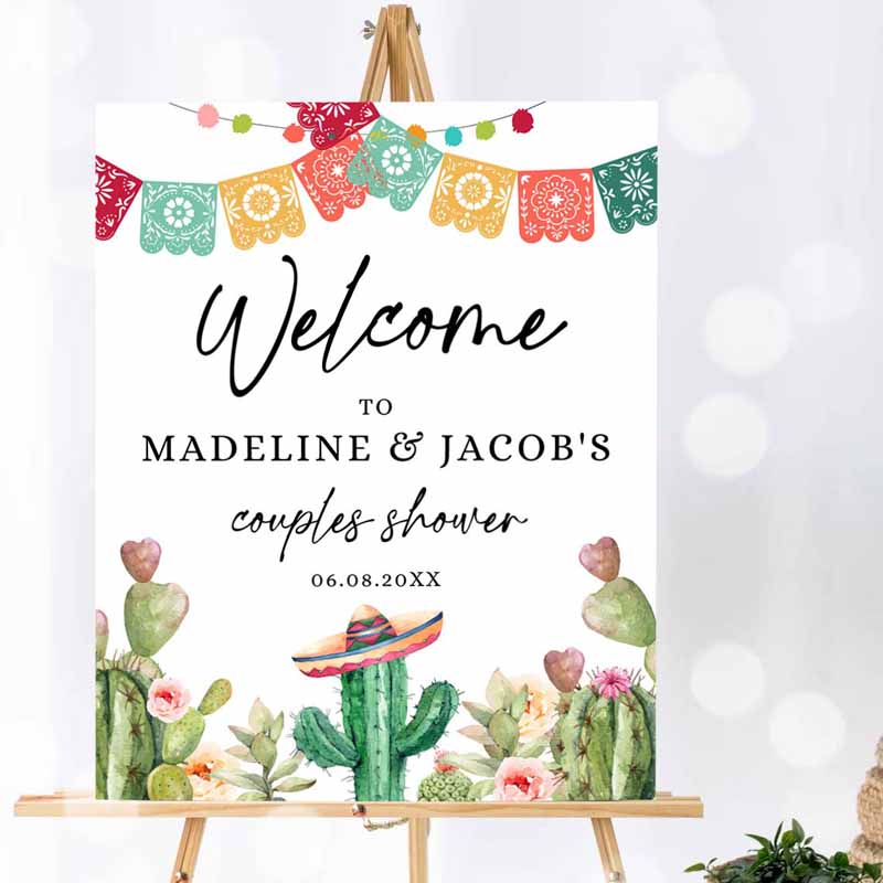 Taco Invitation, Welcome Sign Couples Shower, Welcome Desert Mexican Succulent Taco Invitation