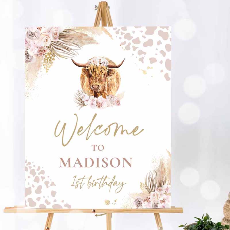 Holy Cow Invitation, Welcome Sign Holy Cow Birthday Boho Invitation