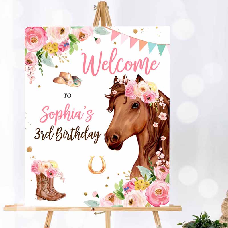 Cowgirl Invitation, Horse Birthday Party, Welcome Sign Pony Birthday, Welcome Sign Cowgirl Party Invitation