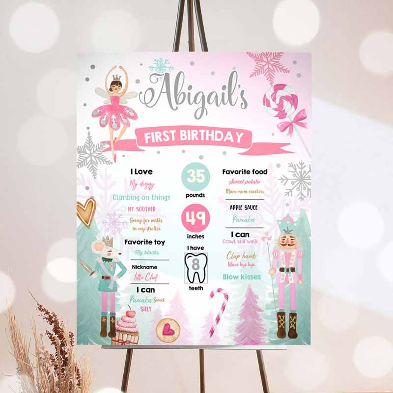 Nutcracker Invitation, Nutcracker Birthday, Milestone Sign Girl First Birthday Invitation