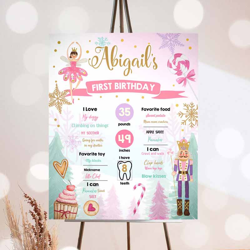 Nutcracker Invitation, Nutcracker Birthday, Milestones Sign Girl First Birthday Invitation