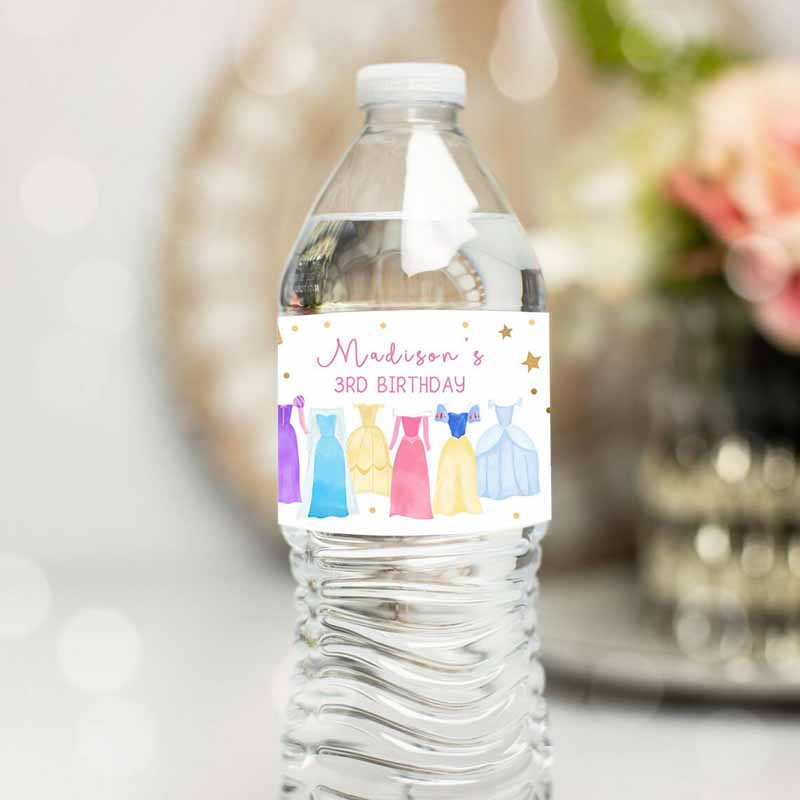 Princess Invitation, Princess Water Bottle Labels, Princess Birthday Party, Girl Dress-up Royal Magical Invitation