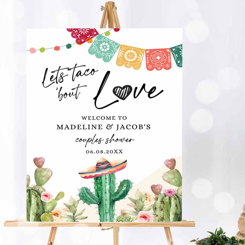 Taco Invitation, Taco Bout Love Welcome Sign Couples Shower Cactus Mexican Succulent Bridal Invitation