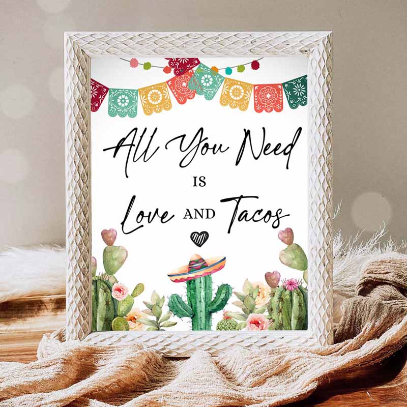 Taco Invitation, Taco Bar Sign Couples Shower All You Need is Love and Invitation