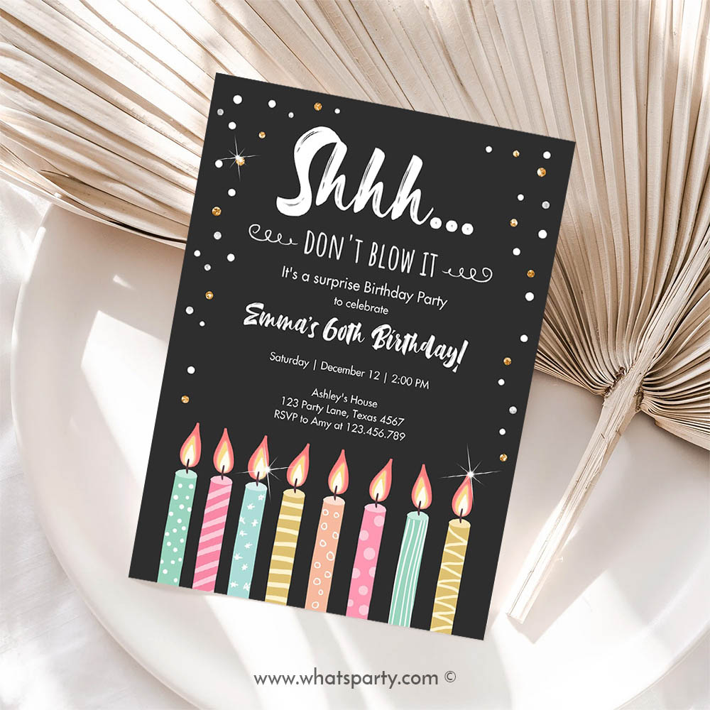 Candles Surprise Birthday Party Invitation