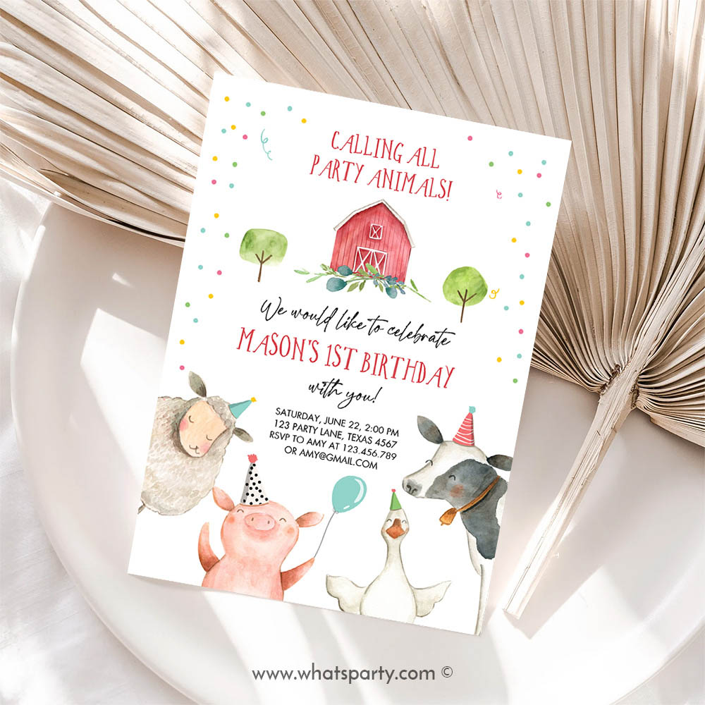 Farm Animal Invitation, Farm Animals Birthday Invitation