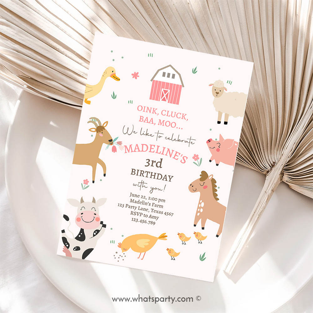 Farm Animal Invitation, Farm Birthday Invitation