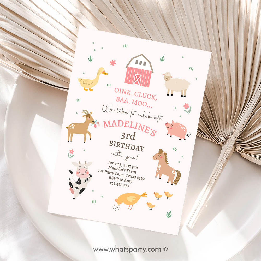 Farm Animal Invitation, Farm Birthday Invitation