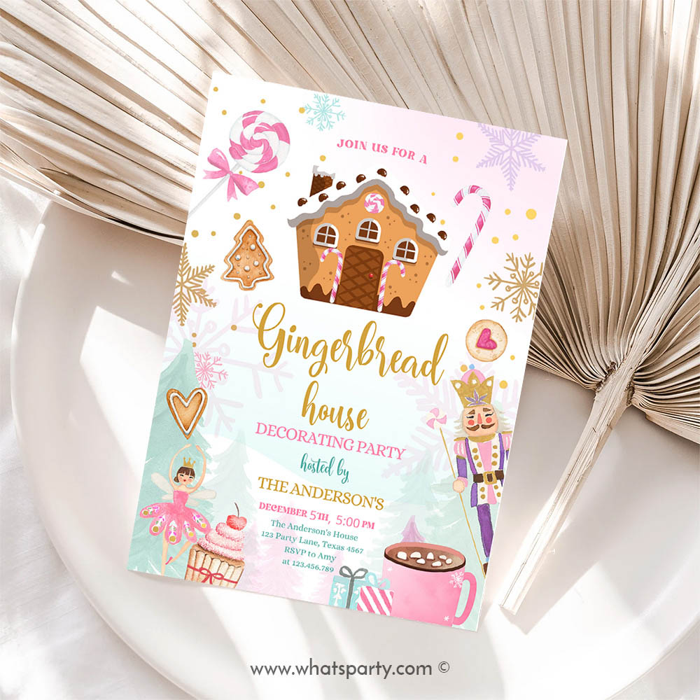 Gingerbread House Decorating Party Invitation