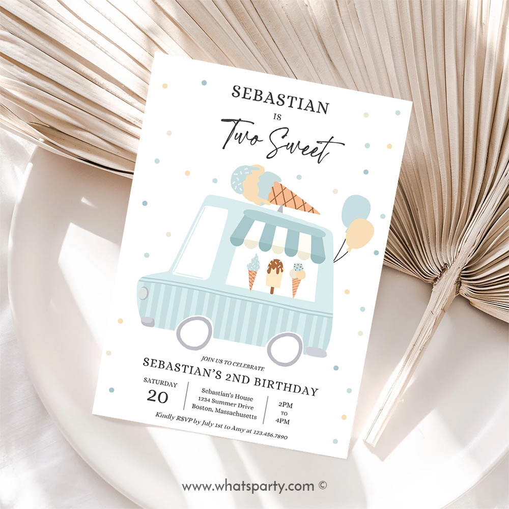 Ice Cream Invitation, Ice Cream Truck Birthday Party Invitation