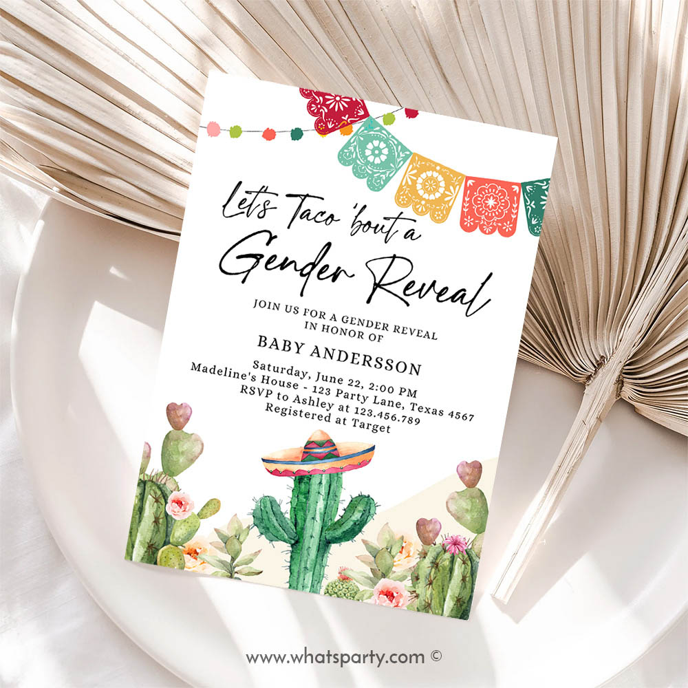 Taco Invitation, Let's Taco Bout a Gender Reveal Party Invitation