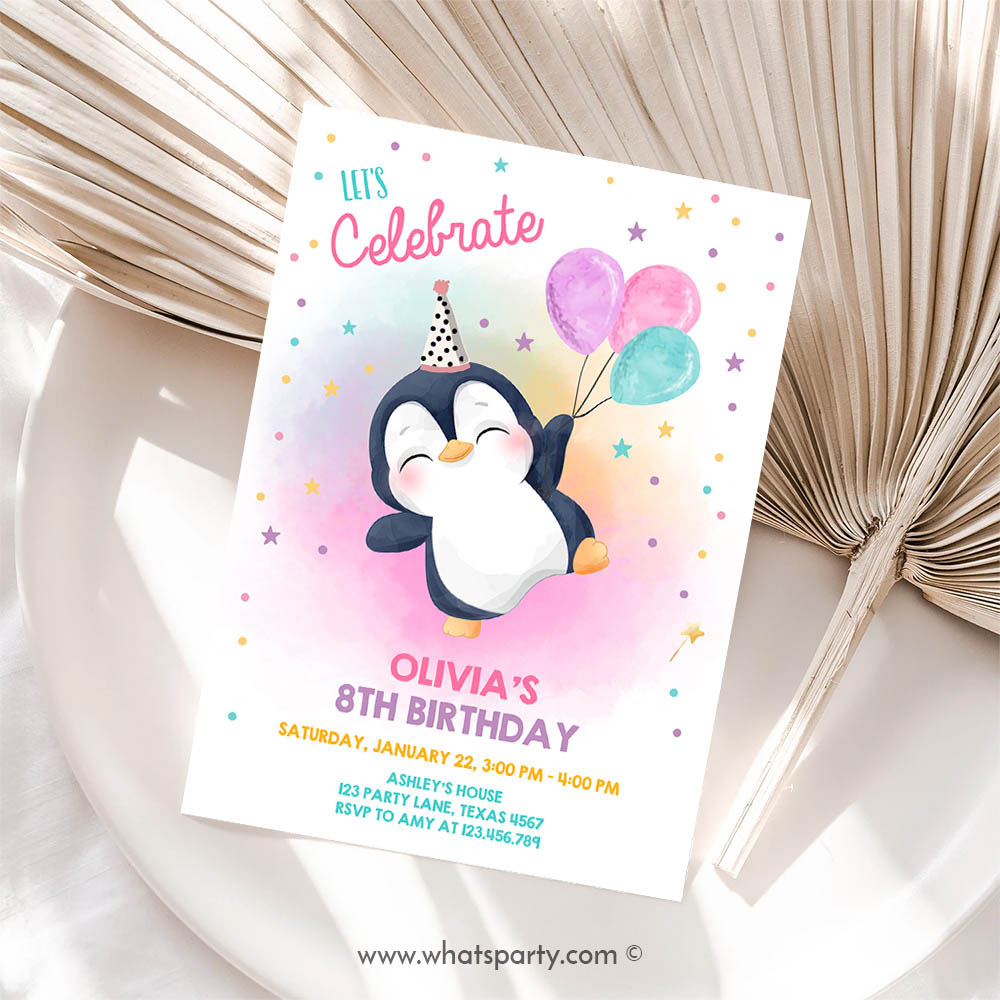 Penguin Birthday Invitation