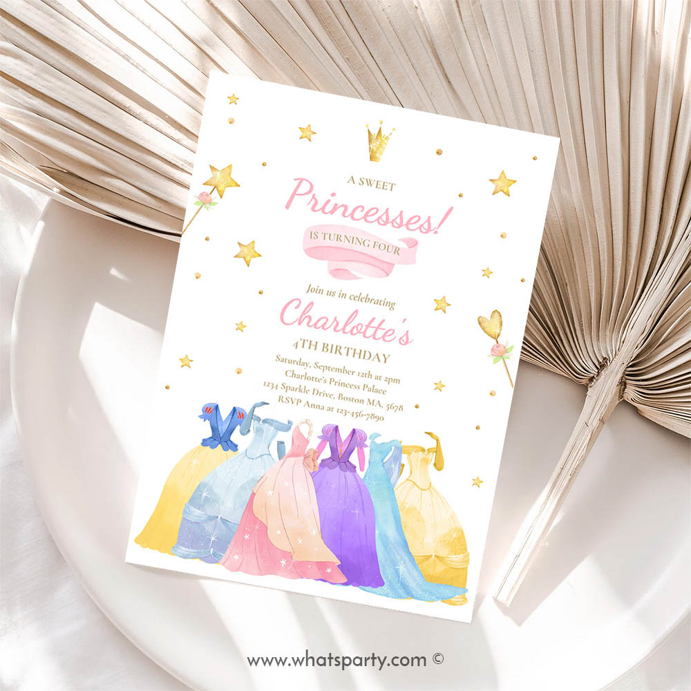 Princess Invitation, Princess Birthday Invitation Princess Dress Up Invitation