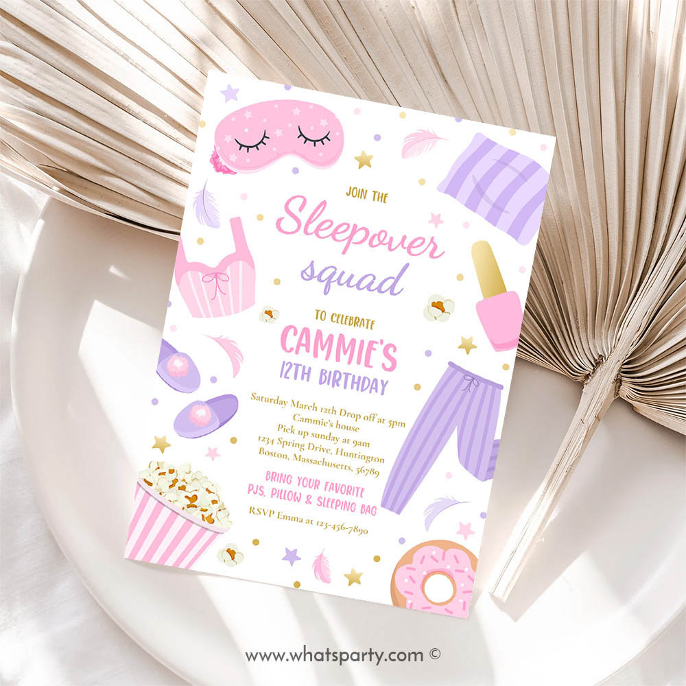 Sleepover Squad Birthday Party Invitation