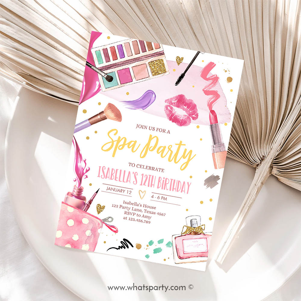 Spa Makeup Birthday Invitation