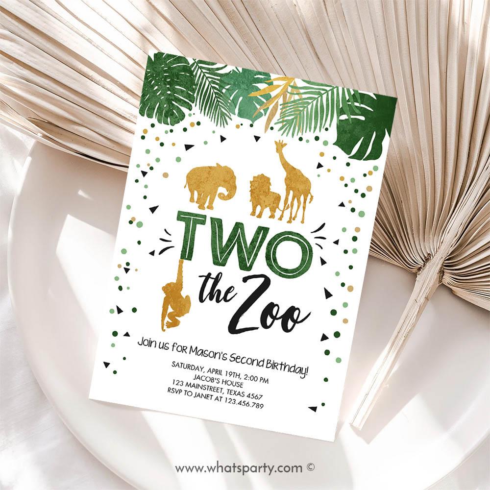 Two the Zoo Birthday Invitation