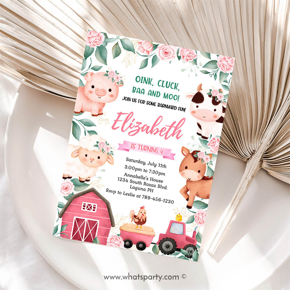 Farm Animal Invitation, Farm Birthday Invitation Template, Farm Animals Birthday Invitation, Farm , Barnyard Animal Invitation, Farm Invitation