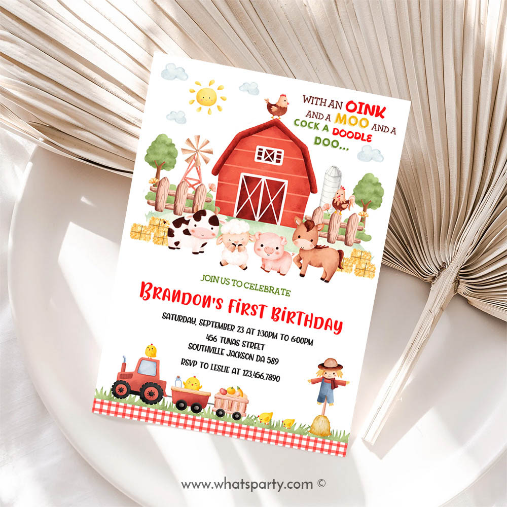 Farm Animal Invitation, Farm Birthday Invitation Template, Farm Animals Birthday Invitation, Farm , Barnyard Invitation, Farm Invitation