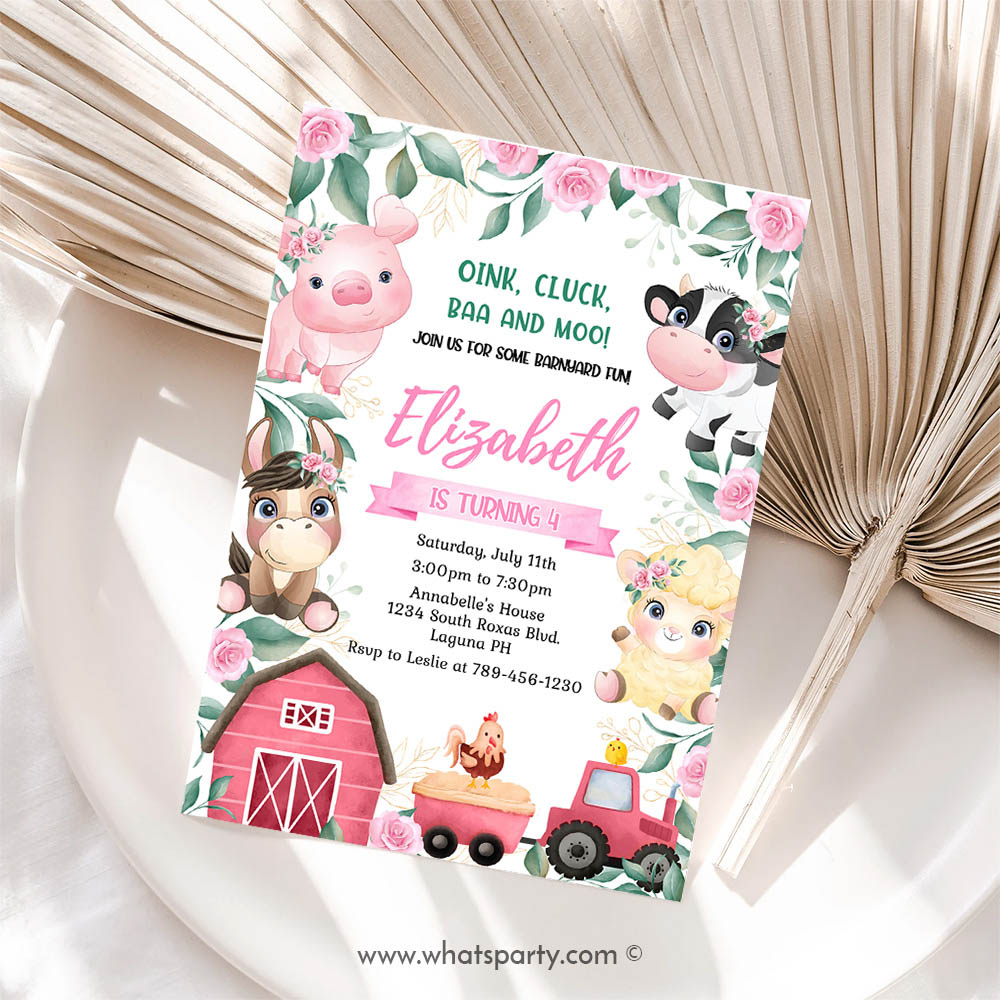 Farm Animal Invitation, Farm Birthday Party Invitation, Farm Birthday Invite, Barnyard Printable