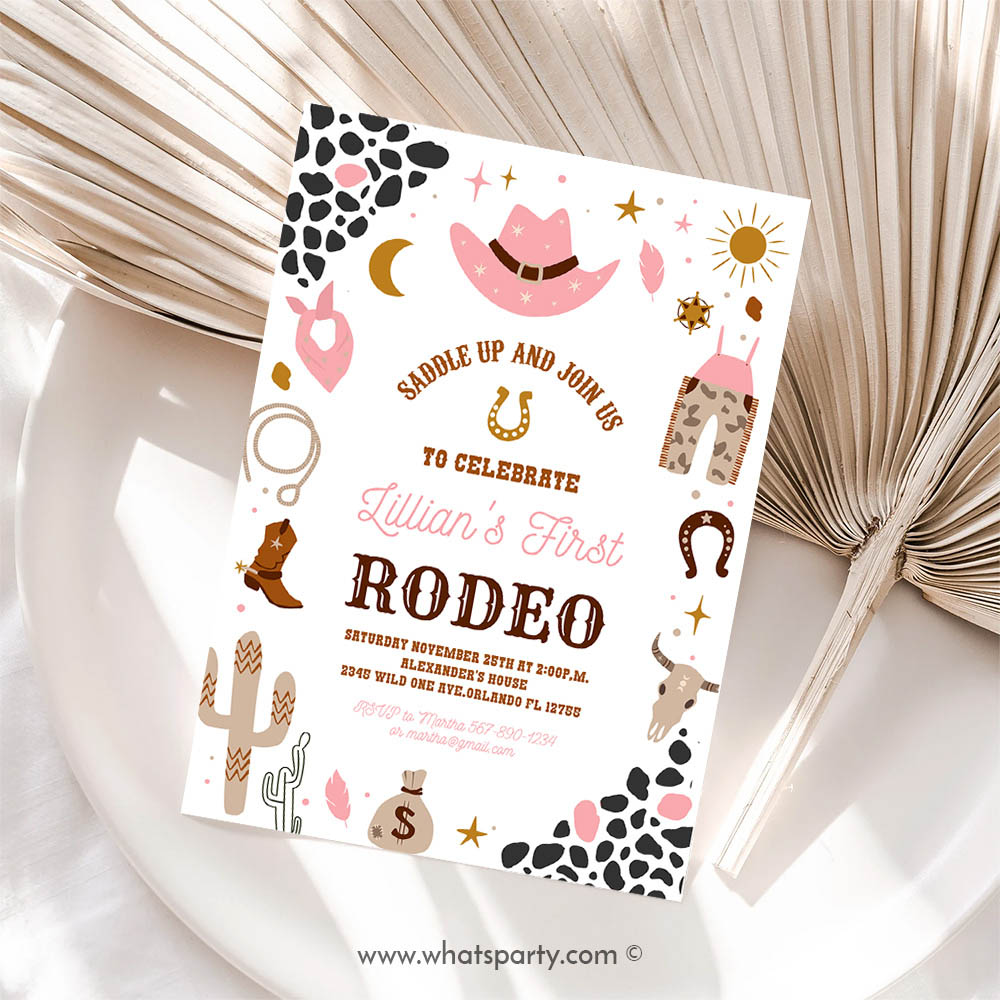 Cowgirl Invitation, My First Rodeo Invitation Cowgirl Birthday Invite Wild West Cowgirl 1st Rodeo Southwestern Ranch